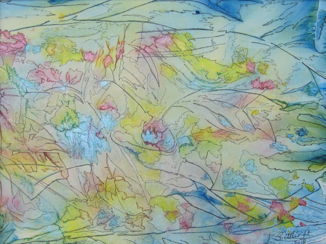 Surreal, watercolour, ink, paper, art, picture, painting