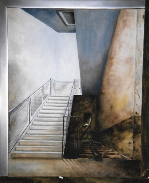 Transition, art, painting, picture, stairs, past, present, future, acrylic, paint